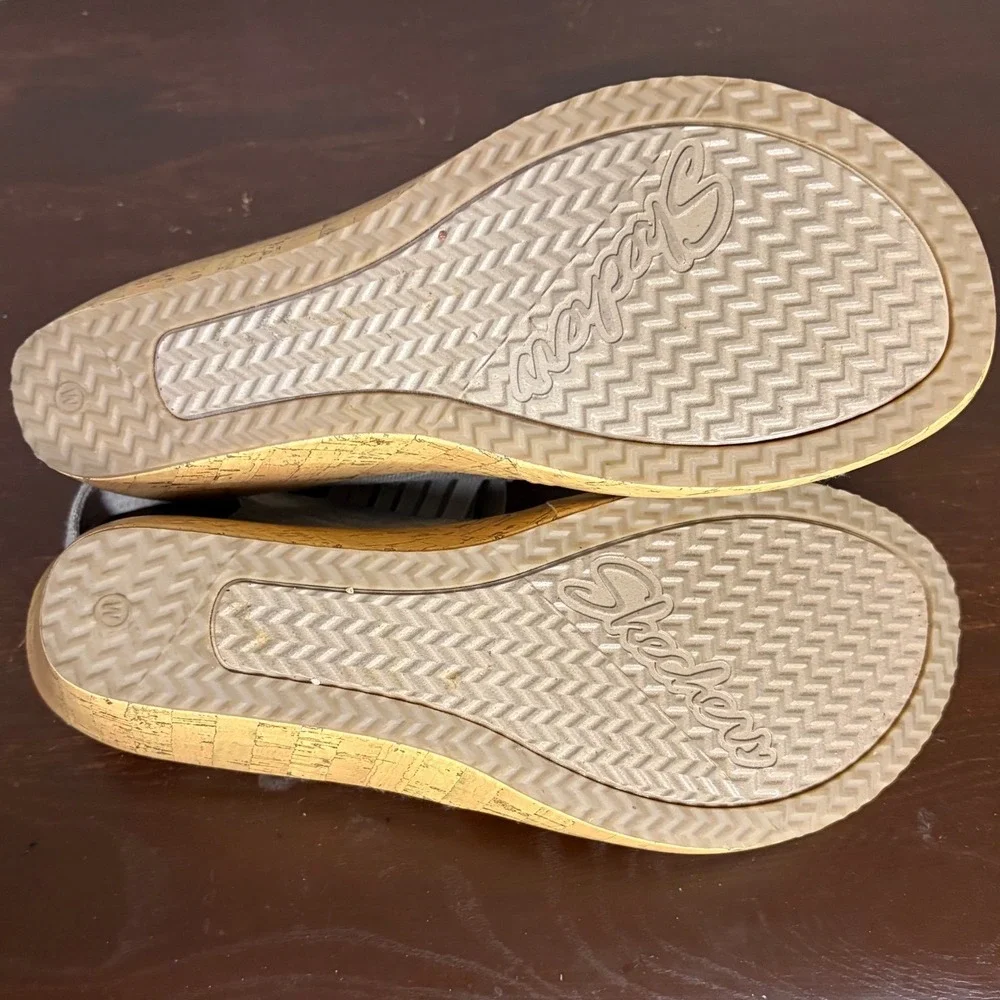 Women's Silver Cork Wedge Sandals Size 9.5 Wide